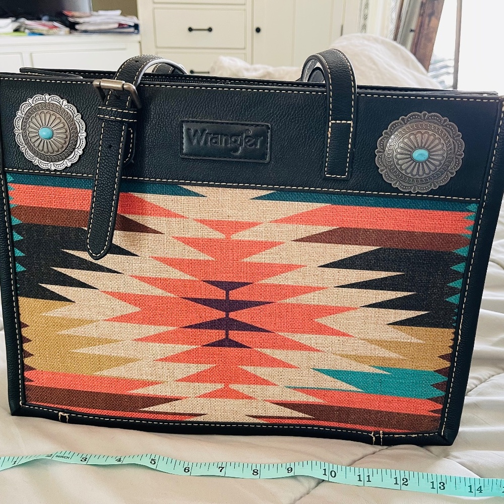 New Wrangler Black and Multicolor Tote Bag